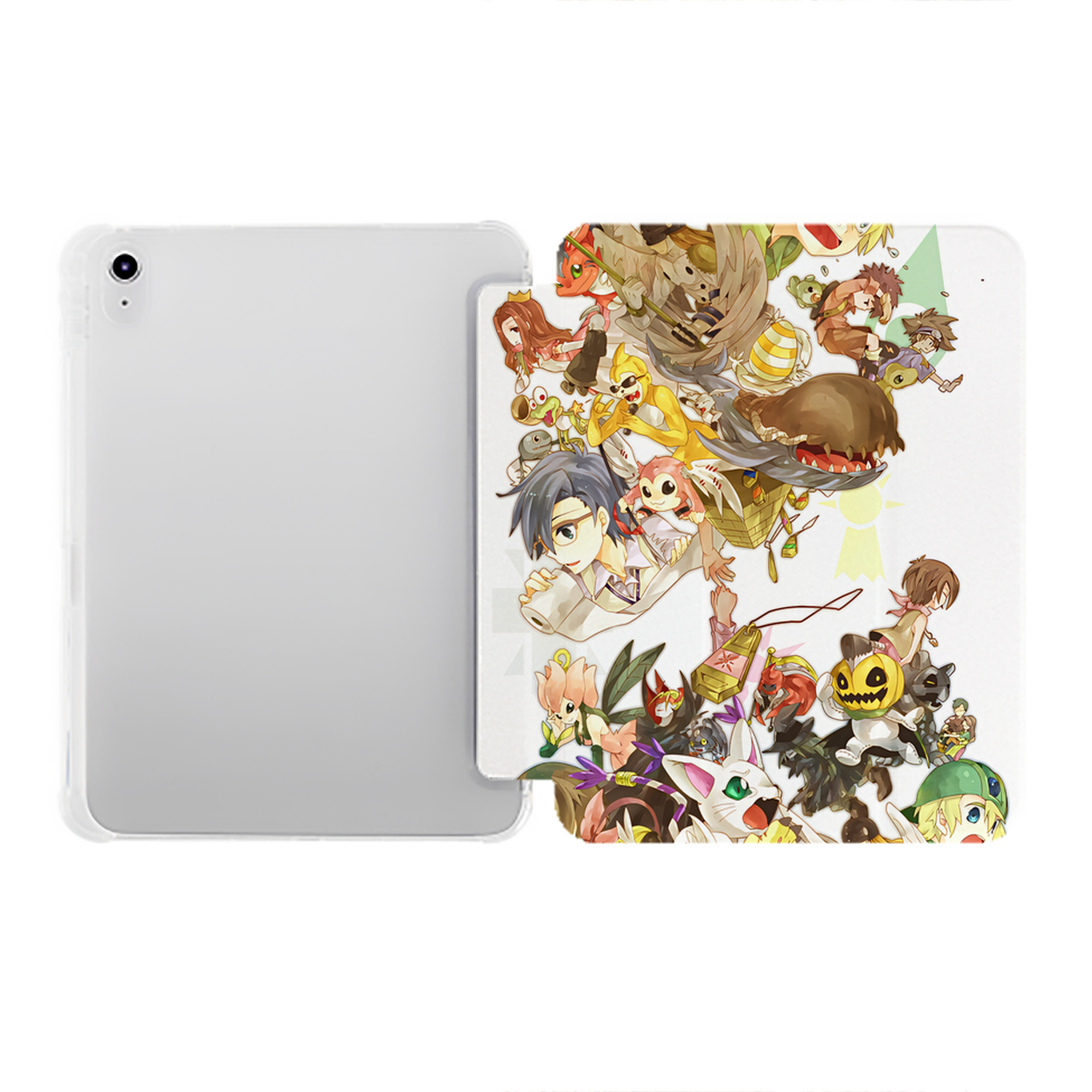 （画像用） Digimon デジタルモンスター/デジモン IPad ケース ペン収納付き 三つ折りスタンド PUレザー×シリコン 対応機種9.5/10.5/10.9インチ